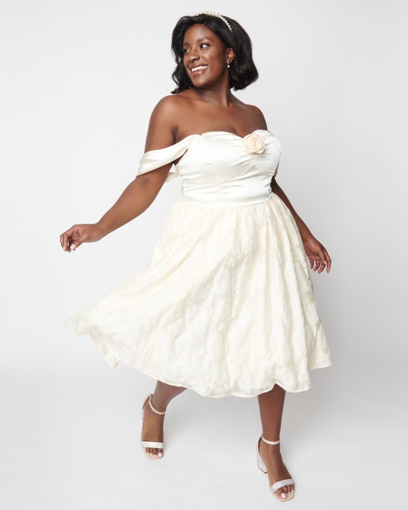 1950s off shoulder dress shop